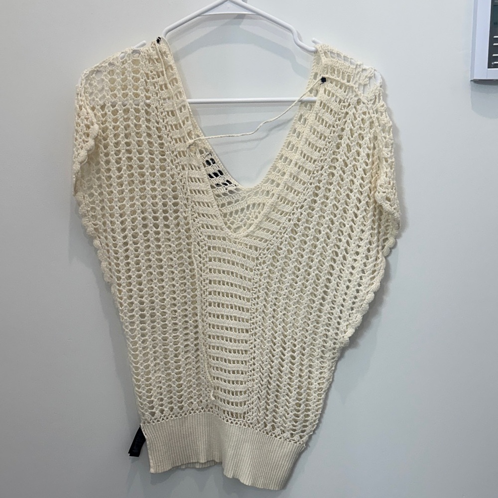 Forever 21 Cream V-Neck Knit Sweater